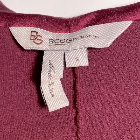 BCBGeneration Satin Finish Cowl Neck Dress, wine colored, size small. - Picture 4 of 5